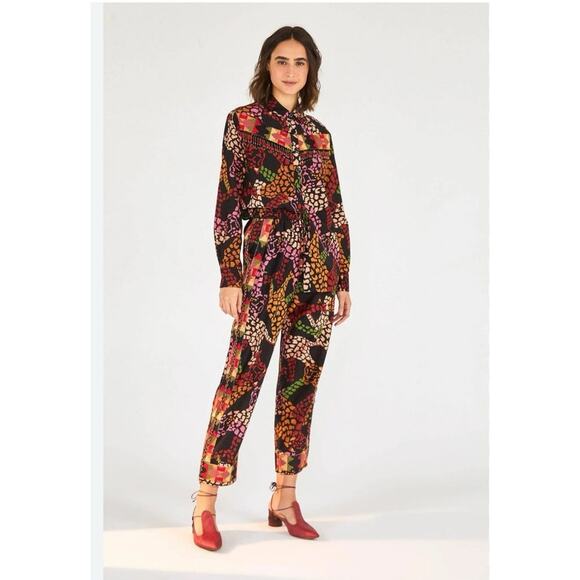 Farm Rio NWT Leopard Print Fringe Beaded High Waist Pants Multicolor XS - Picture 2 of 12